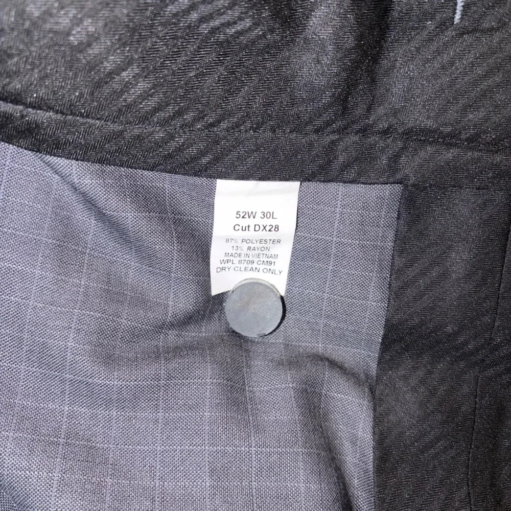 Geoffrey Beene Mens Grey Glen Plaid 2 Piece Suit Jacket 64R Pants 52W 30L DX27